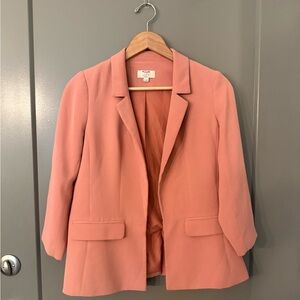 LOFT Pink Blazer Lightweight Open-Front Notched Lapels